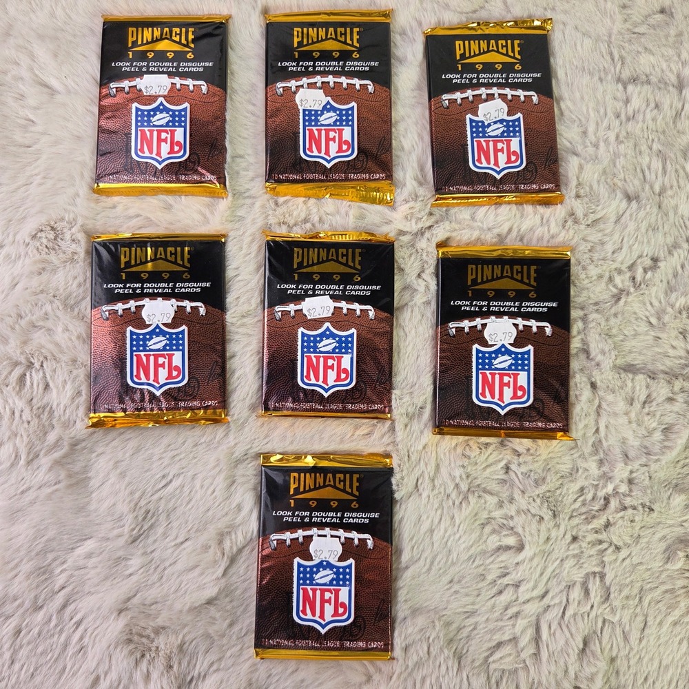Lot of 7 1996 Pinnacle NFL Football Trading Card Packs Sealed 10 Cards Per Pack